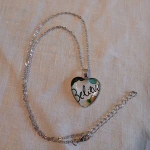 Believe faith necklace heart shape Pendant + Chain